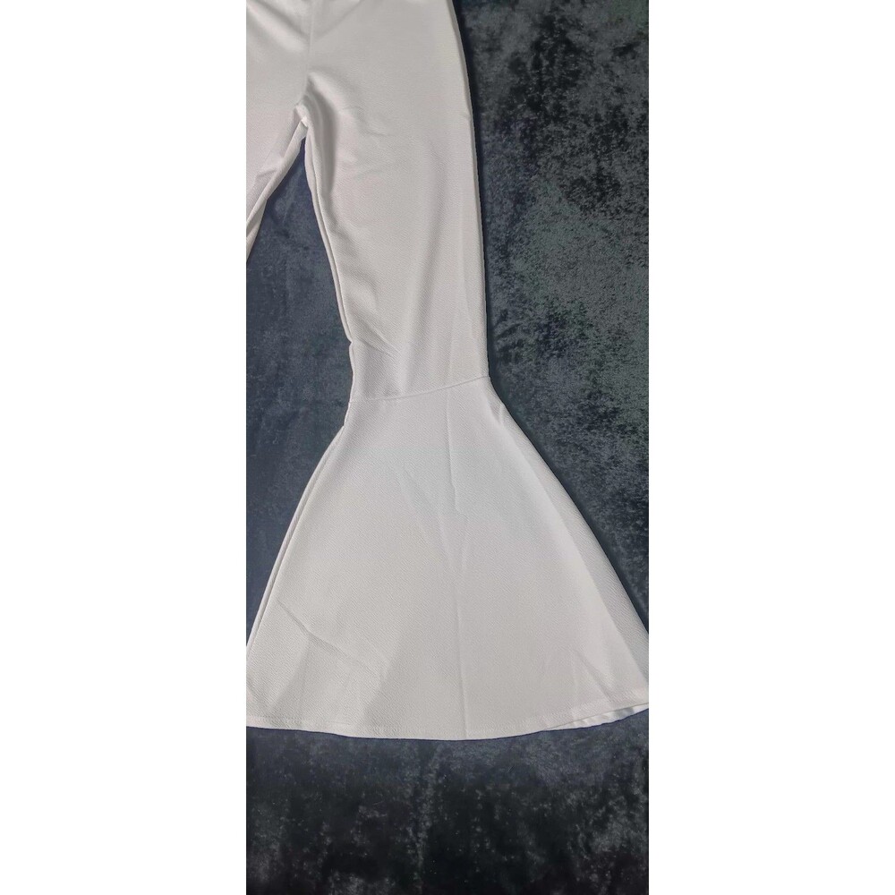Park Avenue High Rise Bell Bottom Flare Pants S White Retro Disco 70s Festival - Picture 6 of 10